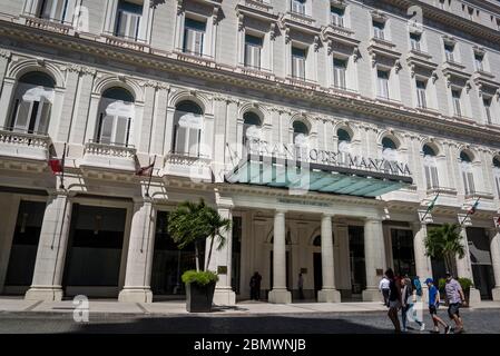 Gran Hotel Manzana Kempinski La Habana is a luxury hotel located in the historic Manzana de Gomez building, Parque Central, Havana, Cuba Stock Photo