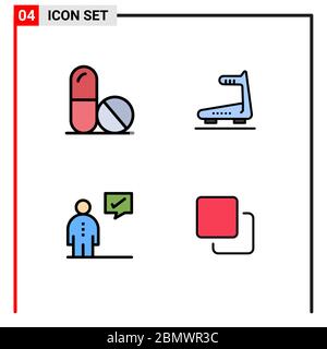 4 Creative Icons Modern Signs and Symbols of medicine, corporate, machine, treadmill, management Editable Vector Design Elements Stock Vector