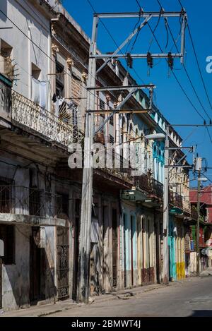 Run down houses in Havana Centro district, Havana, Cuba Stock Photo
