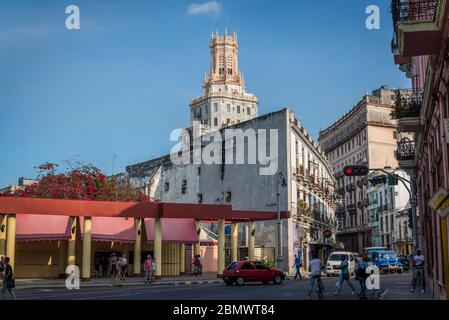 Art Deco tower of the Cuban Telephone Company, Chinatown, Havana Centro district, Havana, Cuba Stock Photo