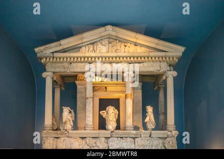 London, Great Britain - September 28, 2019: Exhibition of Lykian tomb, Greek civilization at The British Museum Stock Photo