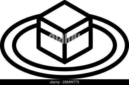 fenced cubic stone kaaba icon vector outline illustration Stock Vector