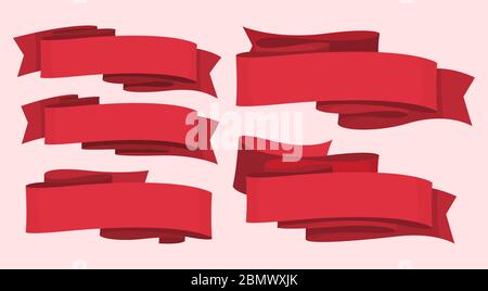 Red ribbons set Stock Vector