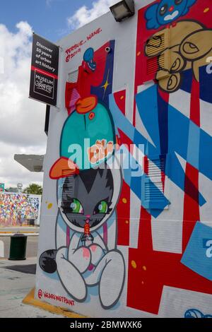 The Museum of Graffiti in the Wynwood neighborhood in Miami Florida. The Museum of Graffiti exhibits, educates, and celebrates  graffiti artists. Stock Photo