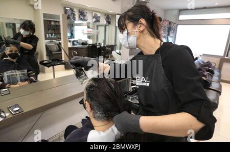 SAFETY RULES PROPOSED AS FRANCE TO REOPEN HAIR SALONS Stock Photo