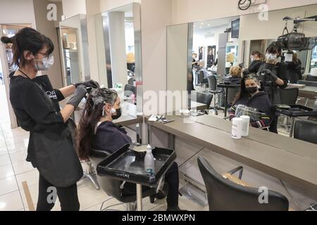 SAFETY RULES PROPOSED AS FRANCE TO REOPEN HAIR SALONS Stock Photo