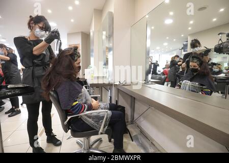 SAFETY RULES PROPOSED AS FRANCE TO REOPEN HAIR SALONS Stock Photo