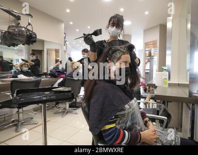 SAFETY RULES PROPOSED AS FRANCE TO REOPEN HAIR SALONS Stock Photo