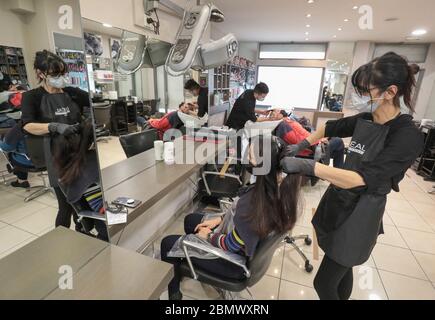 SAFETY RULES PROPOSED AS FRANCE TO REOPEN HAIR SALONS Stock Photo