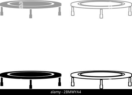 Trampoline jumping for bounce icon outline set black grey color vector illustration flat style simple image Stock Vector