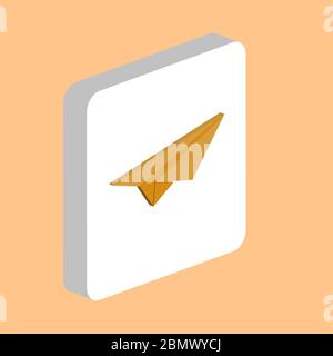 Paper Plane Simple vector icon. Illustration symbol design template for web mobile UI element. Perfect color isometric pictogram on 3d white square. M Stock Vector
