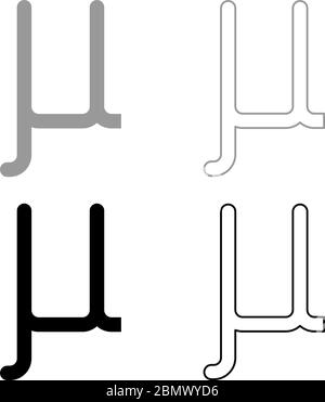 Mu greek symbol small letter lowercase font icon outline set black grey color vector illustration flat style simple image Stock Vector