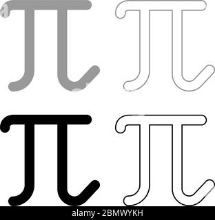 Pi greek symbol small letter lowercase font icon outline set black grey color vector illustration flat style simple image Stock Vector