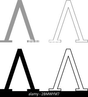 Lambda greek symbol capital letter uppercase font icon outline set black grey color vector illustration flat style simple image Stock Vector