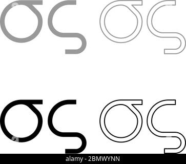 Sigma greek symbol small letter lowercase font icon outline set black grey color vector illustration flat style simple image Stock Vector