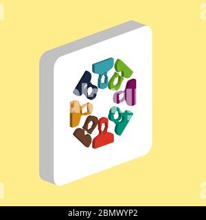 Teamwork Simple vector icon. Illustration symbol design template for web mobile UI element. Perfect color isometric pictogram on 3d white square. Team Stock Vector