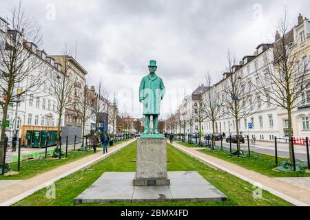 Statue of Carl Frederik Tietgen, a Danish financier and industrialist in the downtown of Copenhagen, Danmark. Stock Photo