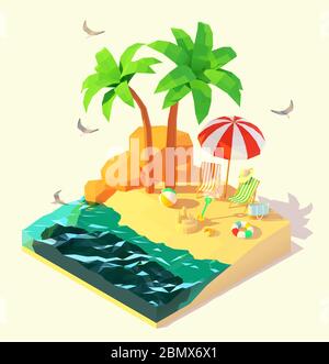 Vector isometric summer beach holidays Stock Vector