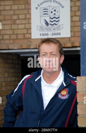 SOUTHEND, UK. JULY 28: Alan Curbishley manager of West Ham United  during Friendly between Southend United and West Ham United at Roots Hall, Southen Stock Photo