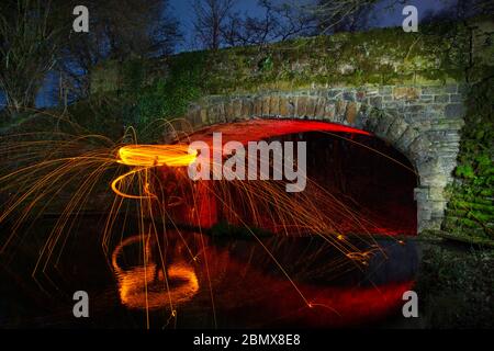 Painting with light, Night photography Stock Photo