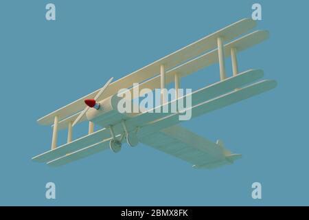 Creative handmade plane from lolly pop popsicle sticks. DIY Flight. 3D Illustration Stock Photo