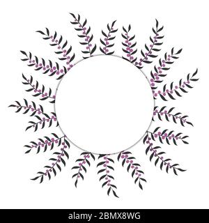 Vector greeting or wedding announcement card. Stylized heather wreath frame, place for text. Beautiful floral design. Stock Vector