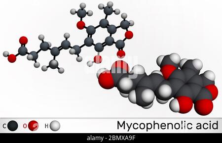 Mycophenolic Acid, MPA, Mycophenolate, C17H20O6 Molecule. It Is An ...