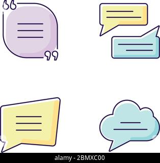 Textbox yellow, blue and violet RGB color icons set Stock Vector