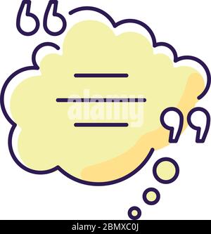 Thought bubble with quotes yellow RGB color icon Stock Vector