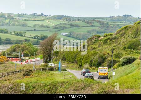 Inchydoney, West Cork, Ireland. 11th May, 2020. A Garda van patrols the beach at Inchydoney in West Cork on a day of sunshine and high winds. Credit: AG News/Alamy Live News Stock Photo