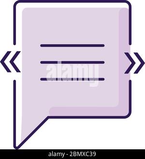 Chat bubble with angle quotes violet RGB color icon Stock Vector