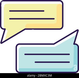 Message bubbles yellow and blue RGB color icon Stock Vector