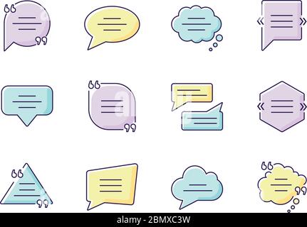 Dialogue box purple, yellow and blue RGB color icons set Stock Vector