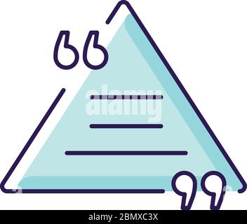 Triangle chat bubble with quotes blue RGB color icon Stock Vector