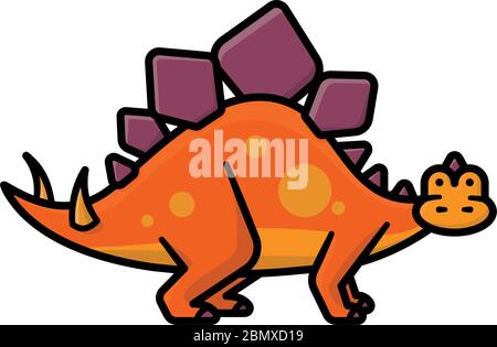 Stegosaurus cartoon isolated vector illustration for Dinosaur Day on May 19th. Extinct reptile color symbol. Stock Vector