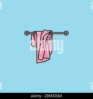 Used towel on towel rail vector illustration for Towel Day on May 25th. Stock Vector