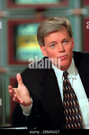 Former Klansman and congressional candidate David Duke discusses his bid for the seat opened by Rep. Bob Livingston during the Sunday political talk show, Meet the Press, on NBC-TV March 28, 1999 in Washington, DC. Stock Photo
