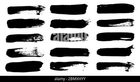 Vector collection of natural brush strokes Black abstract brush Stock Vector