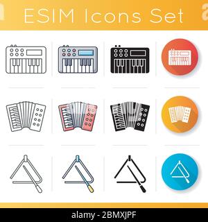 Band musical instruments icons set Stock Vector