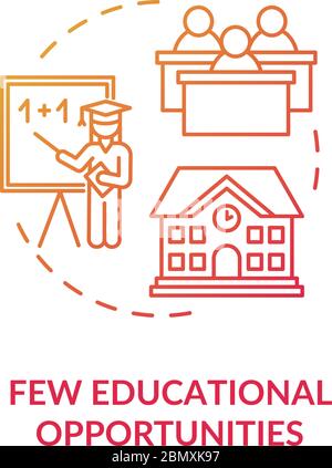 Few educational opportunities red concept icon Stock Vector