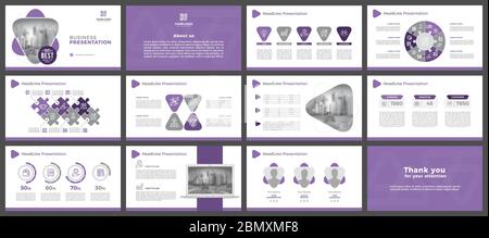 Presentation templates, corporate. Elements of infographics for presentation templates. Annual report, book cover, brochure, layout. Stock Vector
