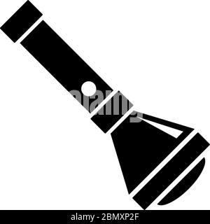 Hunter Flashlight, Hunt Equipment. Flat Vector Icon illustration. Simple black symbol on white background. Hunter Flashlight, Hunt Equipment sign desi Stock Vector