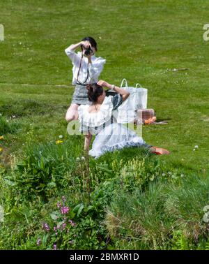 Glasgow, Scotland, UK. 11th May, 2020. UK Weather: A photoshoot on the banks of the White Cart Water on an overcast and cool afternoon in Pollok Country Park. Credit: Skully/Alamy Live News Stock Photo