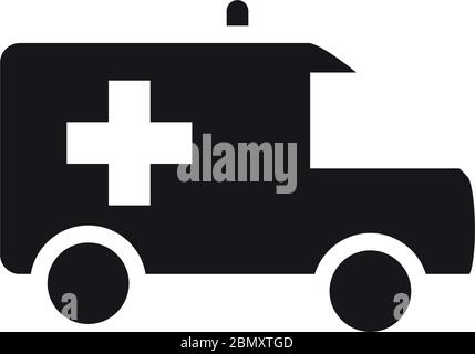 ambulance vehicle icon over white background, silhouette style, vector illustration Stock Vector