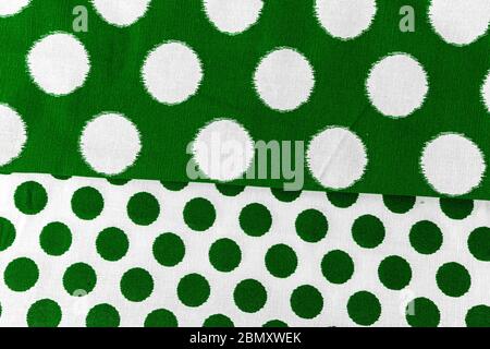 Green checkered fabric closeup , tablecloth texture, close up. Stock Photo