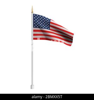Realistic American Flag. Waving flag of the USA. 3D advertising textile vector flags. Template for products, advertizing, web banners, leaflets Stock Vector