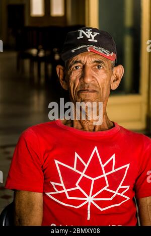 Caretaker in Marti Library, in Former City Hall, Santa Clara, Cuba Stock Photo