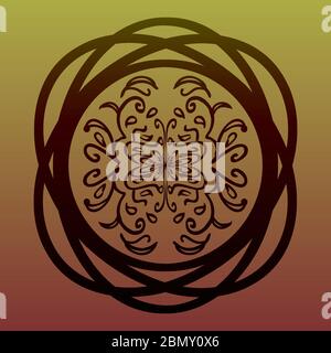 elegant entwined circle with eastern floral tracery on gradient background Stock Vector