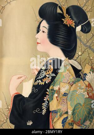 [ 1920s Japan - Illustration of Japanese Woman in Kimono ] — Beautiful ...