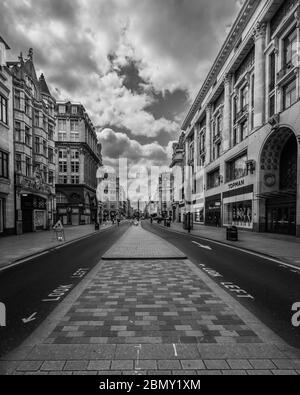 Empty Oxford Street during the lockdown in London. Stock Photo